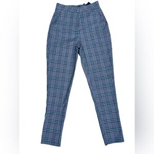 NASTY GAL Tapered Pants in Pink Check Size: UK6/EUR:34/USA4